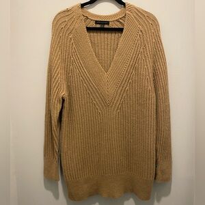 Banana Republic Tan V-Neck Knit Sweater Dress Size M
